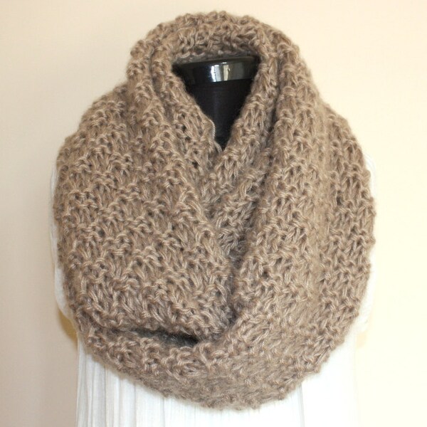 FREE Shipping and 15 Percent OFF with Coupon Code - Unisex Clay Angora Extra Large Loop SCARF- Ready to Ship