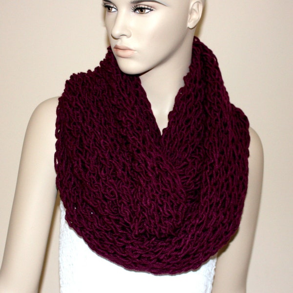 FREE Shipping and 15 Percent OFF with Coupon Code - Eggplant Chunky Large Loop Scarf -Ready to Ship