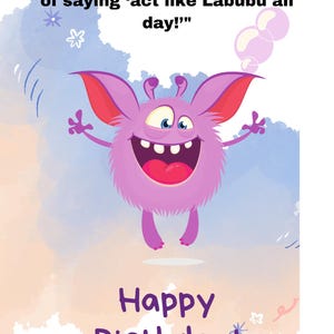 Cartão de aniversário Labubu – Cartão engraçado e peculiar para os amantes de Labubu