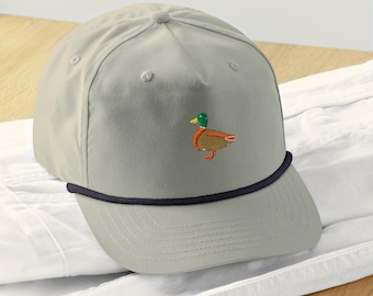 Embroidered Mallard Duck Rope Cap, SnapBack Hat