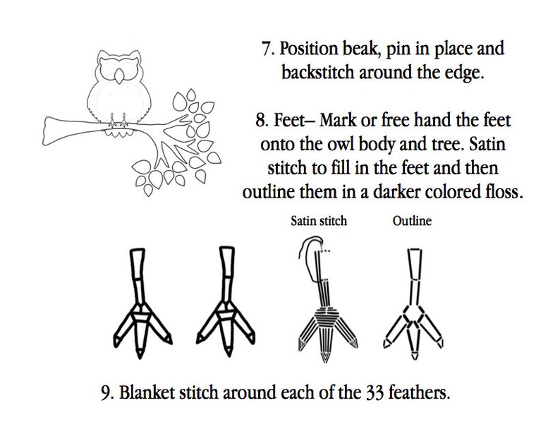 Owl Applique and Embroidery Pattern image 3
