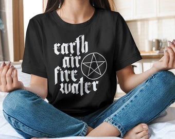 Earth Air Fire Water, chemise de sorcellerie, chemise The Craft Four Corners, goth des années 90, vêtements de sorcière