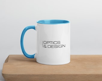 Optics & Design Mug, Severance TV Coffee Cup, 11oz Coffee Mug with Blue Accent