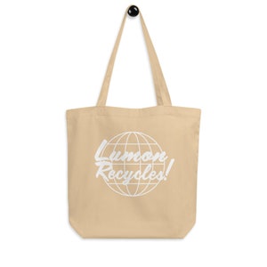 Lumon Recycles Organic Cotton Tote Bag, Severance TV Beige w/White Logo