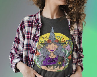 Earth Witch Shirt, Cute Witch Art, Kitchen Herb Witch, Short Sleeve Tee