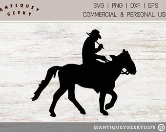 Horse with Cowboy SVG - Silhouette SVG - Horse SVG File - Horse Svg - Cowboy Svg - Horse Riding Svg - Horse with Cowboy Clipart