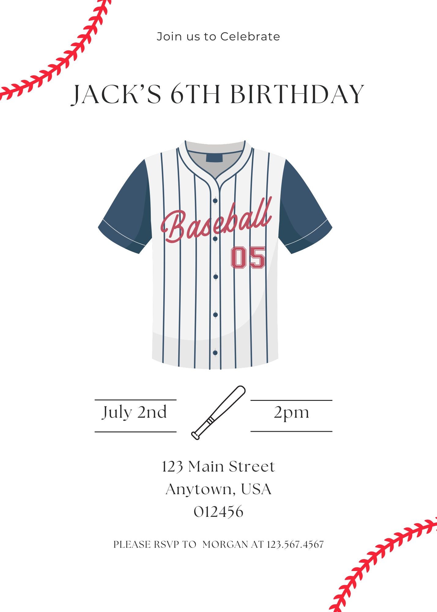 Baseball Birthday Invitation, Editable Boy Baseball Birthday Invitation ...