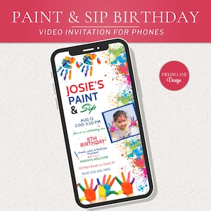 Kids Paint and Sip, Painting Birthday Invitation – Mobile Video Template 9