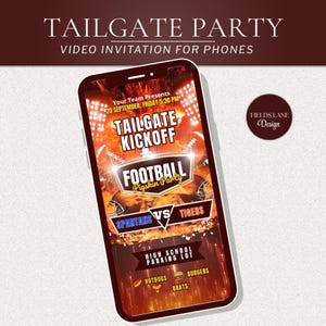 Tailgate Party Invitation for Phones, Football Evite, Pre-Game School Event 6