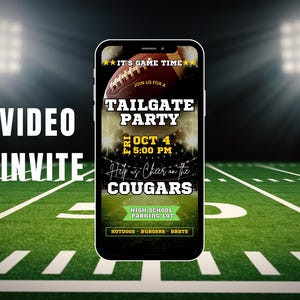 Football Tailgate Party Video Invitation, Tailgate Football Party Invite, Digital Template, Canva 1