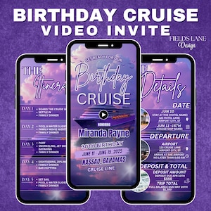 Mädchen Reise Geburtstagskreuzfahrt Einladung | Bearbeitbares Mobile Video Invite 7-2