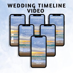 Wedding Weekend Timeline for Mobile, 6-Page Bridal Party Itinerary, Canva Editable Wedding Schedule 4-6