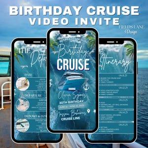 Birthday Cruise Video Invitation: Editable Mobile Party Invite (Canva)
