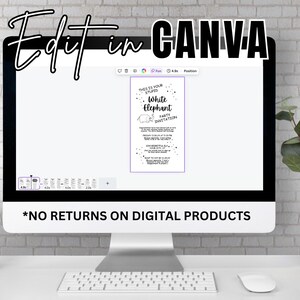 Invitación a fiesta de elefante blanco sarcástico, evento de intercambio de regalos de Navidad, invitación divertida para las vacaciones de la oficina, plantilla electrónica de Navidad, Canva 4-2 imagen 7