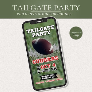 Football Tailgate Text Invite, Mobile Party Evite, Editable Game Day Canva Template 10