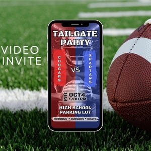 Football Tailgate Digital Invite, Editable Canva Template, High School or College Game Day 2