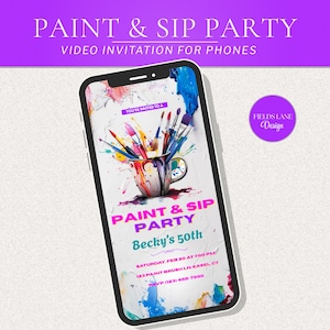Painting Invitation for Art Party Birthday, Paint & Sip 5