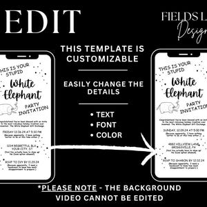 Invitación a fiesta de elefante blanco sarcástico, evento de intercambio de regalos de Navidad, invitación divertida para las vacaciones de la oficina, plantilla electrónica de Navidad, Canva 4-2 imagen 3