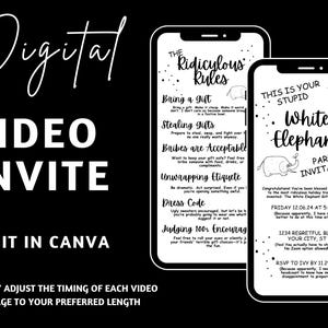 Invitación a fiesta de elefante blanco sarcástico, evento de intercambio de regalos de Navidad, invitación divertida para las vacaciones de la oficina, plantilla electrónica de Navidad, Canva 4-2 imagen 2