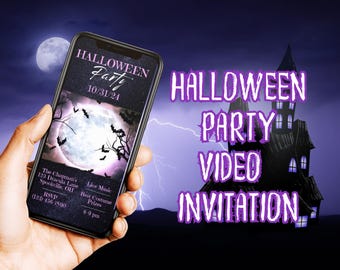 Animated Halloween Party Invitation Video, Digital Halloween Party Invite, Mobile Inviting, Editable Canva Template Video 2