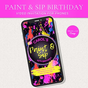 Paint and Sip Party Invitation – Fun Digital Video Invite 8