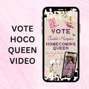 Homecoming Vote Campaign, Animated Video, Queen Voting Poster, Social Media Video Flyer, High School or College Editable Canva Template 3