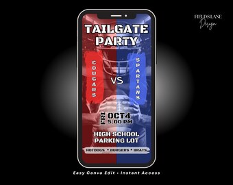 Football Tailgate Digital Invite, Editable Canva Template, High School or College Game Day 2