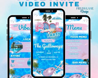 Fun Pool Party Invitation | Animated Video Evite | Summer Party Digital Invite 5-1