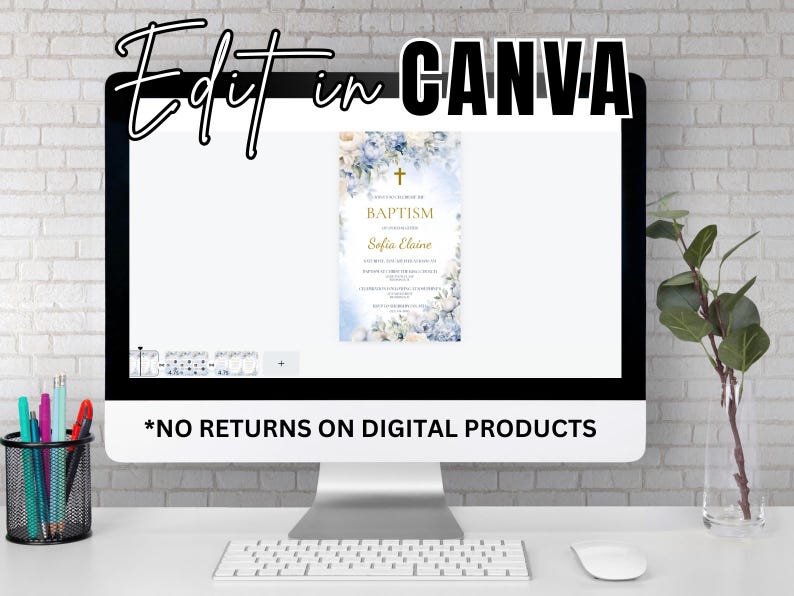 Baptism Invitation Template, Digital Baby Christening Invites, Baptism