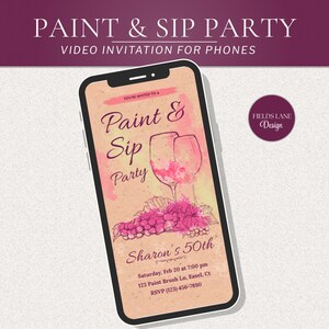 Girls Paint Party Invitation, Paint & Sip – Editable Canva Video 4