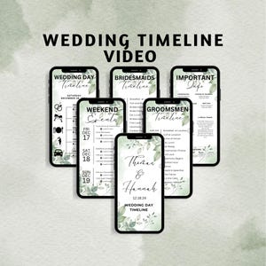 Editable Wedding Timeline for Phone, Digital Wedding Weekend Itinerary Template, 6-Page Canva Design 3-6