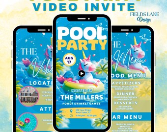 Animated Pool Party Invitation: Summer Birthday Evite (Digital)