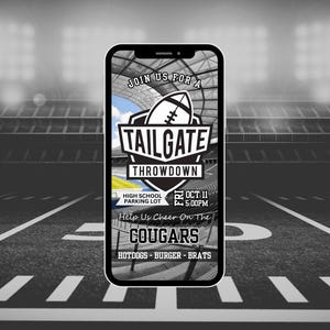 Editable Football Tailgate Party Evite, Digital Phone Invite for Pre-Game Gathering 4