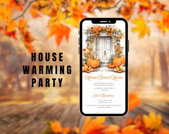 House Warming Party Invite, Digital Housewarming, Home Sweet Home Invitation, Fall House Party, Phone Invitation, Canva 4