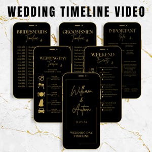 Wedding Day Timeline Template for Phone, 6-Page Editable Canva Schedule, Bride Groom Bridal Party Planner 2-6