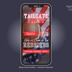 Game Day Tailgating Invitation, Phone Evite for Football Watch Party 3