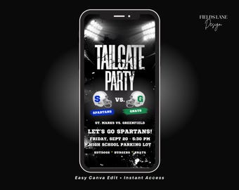 Pre-Game Tailgate Invite, Digital Football Party Invitation, Editable Phone Evite 8