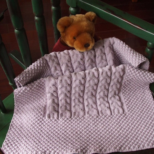 Aran Inspired Crib or Cradle Quilt Pattern-- Trinity and Double Cable Stitches