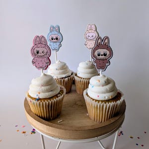 Labubu Cupcakes Toppers l Set of 12 Cupcake Toppers l Labubu Party Decorations l Cupcake Toppers l Party Favors