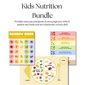 Printable Kids Nutrition Bundle - Teach Children How To Build a Balanced Meal & Explore New Foods | Games, Education | Digital Download