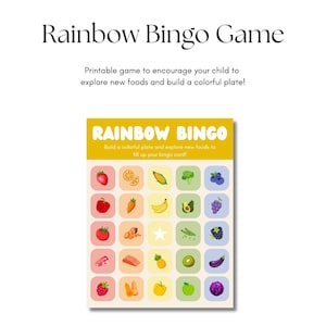 Printable Kids Nutrition Bingo - Teach Children How To Build a Balanced Meal & Explore New Foods | Bingo Game | Digital Download