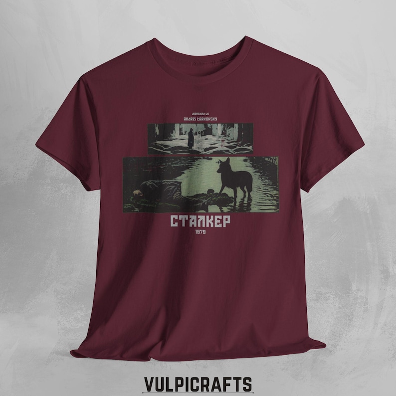 Stalker 1979 Movie T-Shirt: Andrei Tarkovsky Cult Film Apparel Maroon
