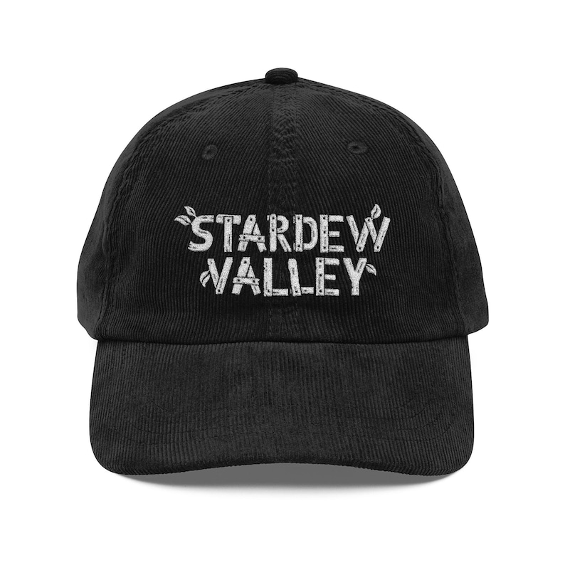 Stardew Valley Vintage Corduroy Gamer Cap (Embroidered) Black