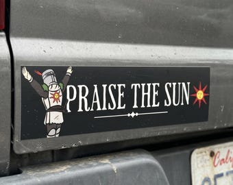 Pegatina magnética para parachoques de Dark Souls: Imán "Alabado sea el Sol", regalo de Solaire de Astora para él.