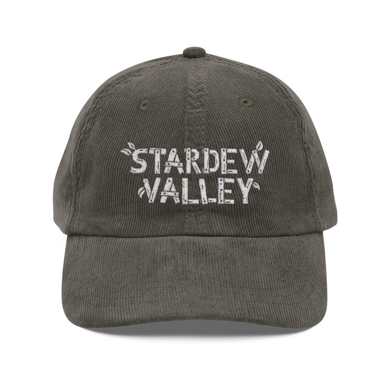 Stardew Valley Vintage Corduroy Gamer Cap (Embroidered) Olive