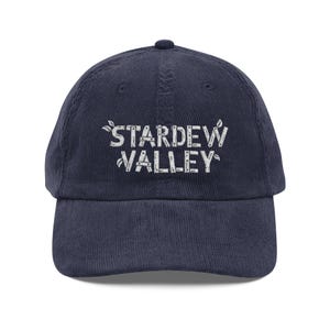 Stardew Valley Vintage Corduroy Gamer Cap (Embroidered) Navy Blue