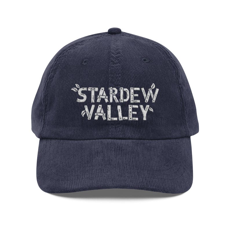 Stardew Valley Vintage Corduroy Gamer Cap (Embroidered) Navy Blue