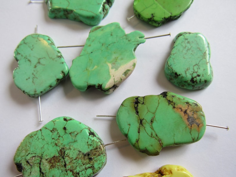 Great Pendants Bracelet Centerpiece Purple Magnesite Flat Nuggets Yellow Or Largest Almost 2 inch Stone Britz Beads Supply 11 Green