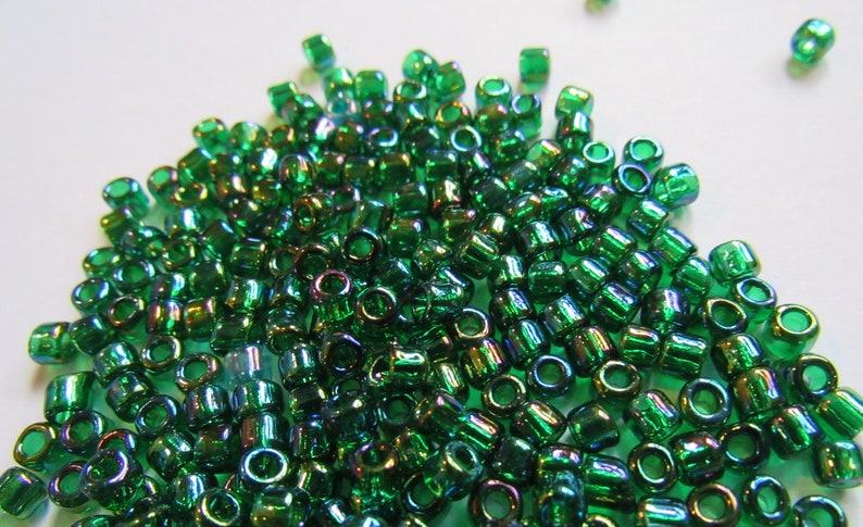 Large Hole Glass Seed Bead Japanese Clearance Sale Britz Beads Supply Green Metallic Peacock Matsuno 100 Grams Loom Work Size 6