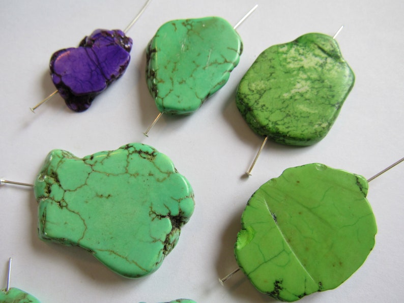 Great Pendants Bracelet Centerpiece Purple Magnesite Flat Nuggets Yellow Or Largest Almost 2 inch Stone Britz Beads Supply 11 Green